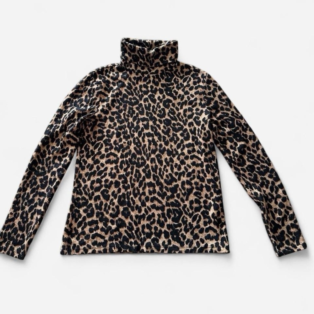 Beach Lunch Lounge Collection Cheetah Leopard Print Turtleneck Long Sleeve